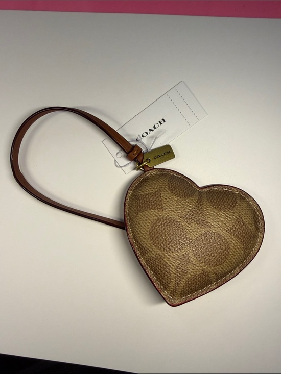 Coach Handbags - Coach Heart bag caharm in Khaki Brown NWT